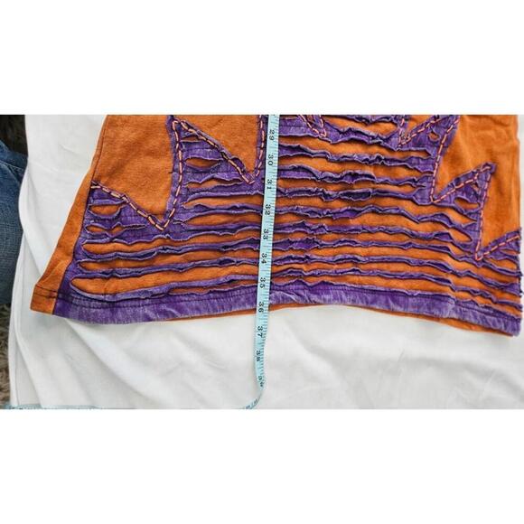 K.P.C. Handmade Bohemian Embroidered Stonewashed Brown/Orange Dress XL - Picture 5 of 9